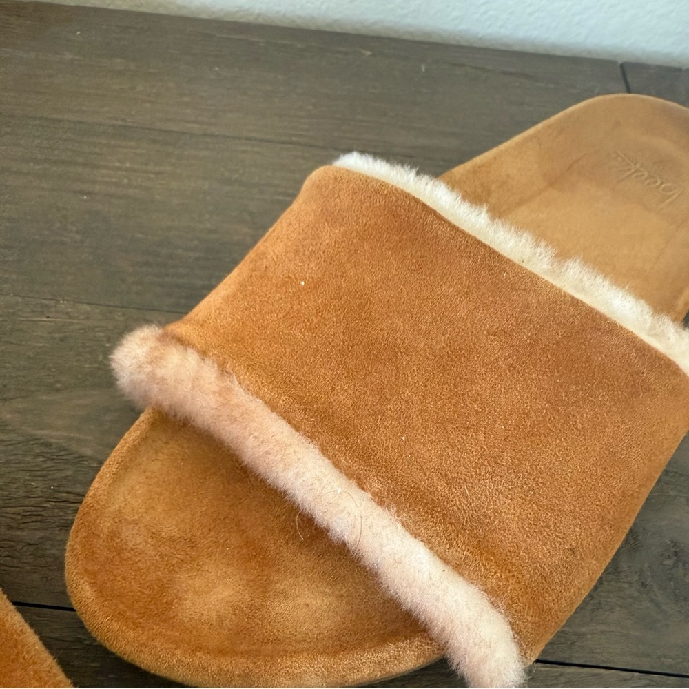 Beek Gallito Shearling Sandals Carmel Color Suede Slide Women’s Size 9 - Picture 12 of 14